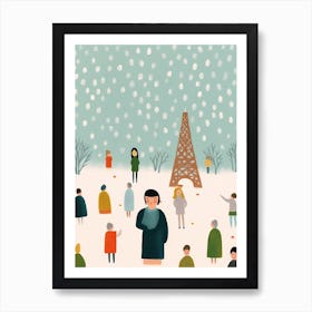In Paris With The Eiffel Tower Scene, Tiny People And Illustration 6 Art Print