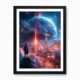 Man Looking At The Stars Art Print