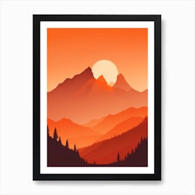 Misty Mountains Vertical Composition In Orange Tone 265 Art Print