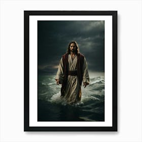 Jesus In The Water Art Print