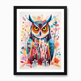 Bird Painting Collage Great Horned Owl 4 Art Print