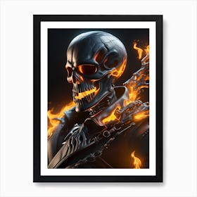 Skeleton In Flames 1 Art Print