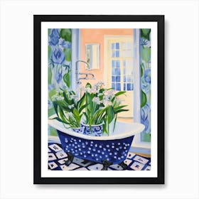 A Bathtube Full Lily Of The Valley In A Bathroom 3 Art Print