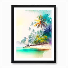 Andaman And Nicobar Islands India Watercolour Pastel Tropical Destination Art Print