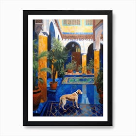 Painting Of A Dog In Jardin Majorelle, Morocco In The Style Of Gustav Klimt 02 Art Print