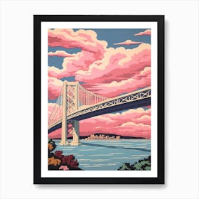 George Washington Bridge New Jersey Colourful 3 Art Print