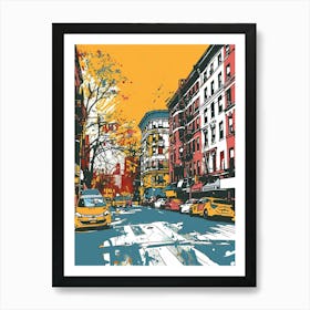 Chelsea New York Colourful Silkscreen Illustration 4 Art Print