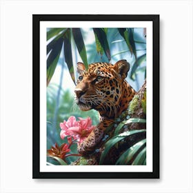 Flowers And Leopards Poster