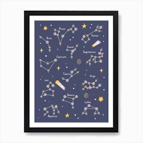 Constellations Of The Zodiac Signs Poster