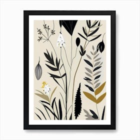 Black Cohosh Wildflower Modern Muted Colours Art Print