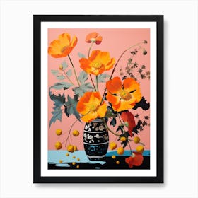 Surreal Florals Portulaca 3 Flower Painting Affiche