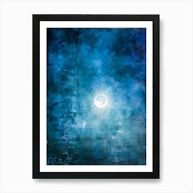 Abstract Grunge Pattern Backlit By A Luminous Moon Cutting Through A Foggy Night Sky Texture Palpa (2) Art Print