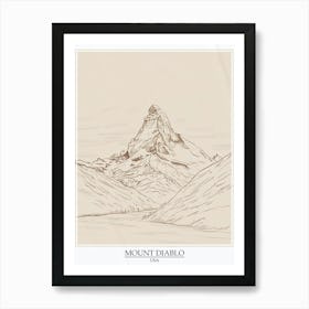 Mount Diablo Usa Color Line Drawing 4 Poster Art Print