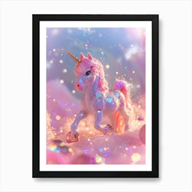 Toy Unicorn Pink Glitter Art Print