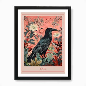 Floral Animal Painting Raven 2 Poster Art Print
