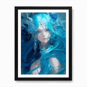 Blue Haired Girl Art Print