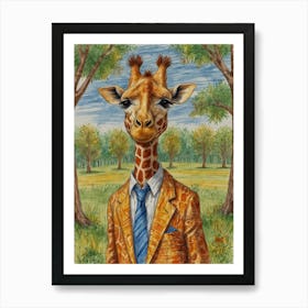 Giraffe In Suit 12 Art Print