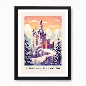 Vintage Winter Travel Poster Schloss Neuschwanstein Germany 7 Art Print