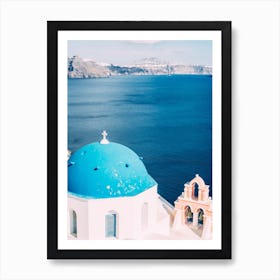 Santorini Seaside Church Art Print