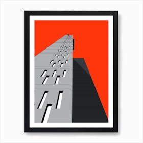 Balfron Tower, Black, White and Red Art Print