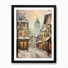 Vintage Winter Painting Tallinn Estonia 1 Art Print