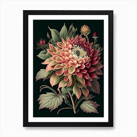 Dahlia 2 Floral Botanical Vintage Poster Flower Art Print