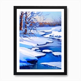 Frozen River Waterscape Impressionism 1 Art Print