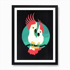 Two Cockatoos In Love Black Art Print