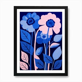 Blue Flower Illustration Gerbera Daisy 2 Art Print