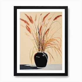 Bouquet Of Ornamental Grasses Flowers, Autumn Fall Florals Painting 1 Art Print