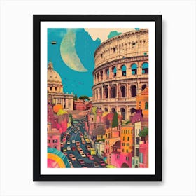 Rome   Retro Collage Style 2 Art Print