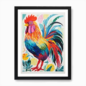 Colourful Bird Painting Rooster 2 Art Print