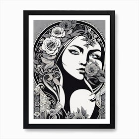 Black And White, monochromatic vector art Art Print