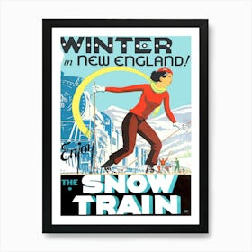 Winter In New England, Vintage Travel Poster Poster