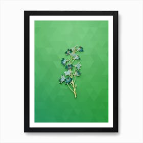Vintage Shewy Delphinium Flower Botanical Art on Classic Green n.0468 Art Print