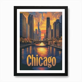 Aihrgdesign A Mid Century Modern Travel Poster For Chicago 2 Art Print