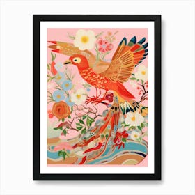 Maximalist Bird Painting Northern Cardinal 2 Art Print