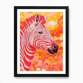 Orange Coral Zebra 1 Art Print