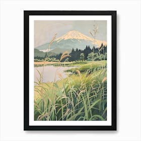 Mount Fuji Japan 12 Retro Illustration Art Print