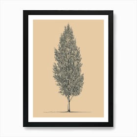 Poplar Tree Minimalistic Drawing 4 Art Print