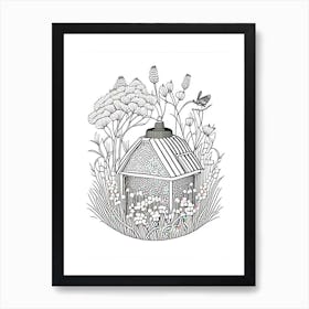 Beehive In A Garden 4 Vintage Art Print