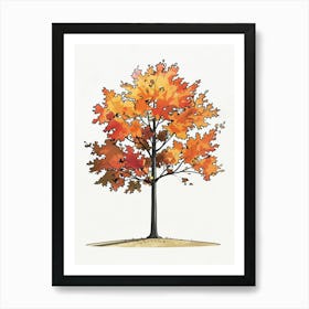 Maple Tree Pixel Illustration 4 Art Print