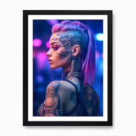 Cyberpunk Girl Portrait Art Print