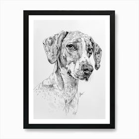 English Foxhound Dog Line Sketch 4 Art Print