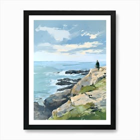 Of A Man Looking At The Ocean Art Print