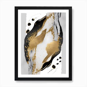 Abstract Gold And Black Painting 1 Art Print