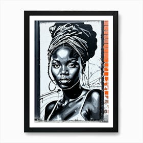 Graffiti Mural Of Beautiful Black Woman 23 Art Print