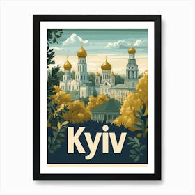 Aihrgdesign A Mid Century Modern Travel Poster For Kyiv 4 Art Print