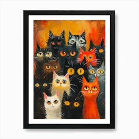 Beautiful Painting Funky Cats 16 Art Print