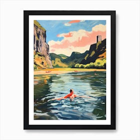 Wild Swimming At River Conwy Wales 1 Art Print